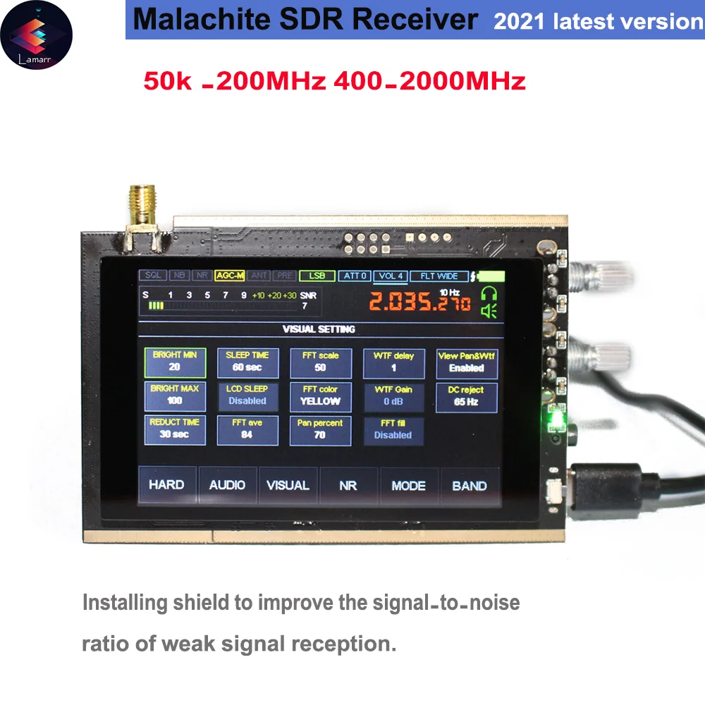 Радиоприемник Malahit SDR 50K ~ 200 МГц 400 ~ 2 ГГц, DSP, SDR программное обеспечение, экран 3,5 дюйма, все режимы приемника AM SSB NFM WFM, аналоговая модуляция
Радиоприемник Malahit SDR 50K ~ 200 МГц 400 ~ 2 ГГц, DSP, SDR программное обеспечение, экран 3,5 дюйма, все режимы приемника AM SSB NFM WFM, аналоговая модуляция