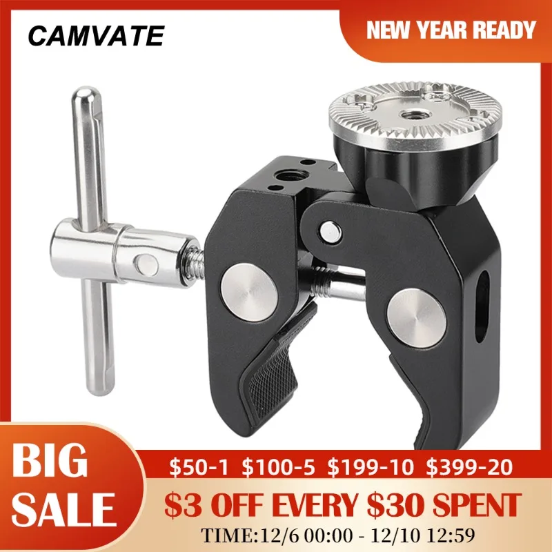 CAMVATE Super Crab Clamp With ARRI Rosette Mount M6 Female Thread & 1/4"-20 Threaded Holes For ARRI Rosette Accessories Mounting
CAMVATE Super Crab Clamp With ARRI Rosette Mount M6 Female Thread & 1/4"-20 Threaded Holes For ARRI Rosette Accessories Mounting