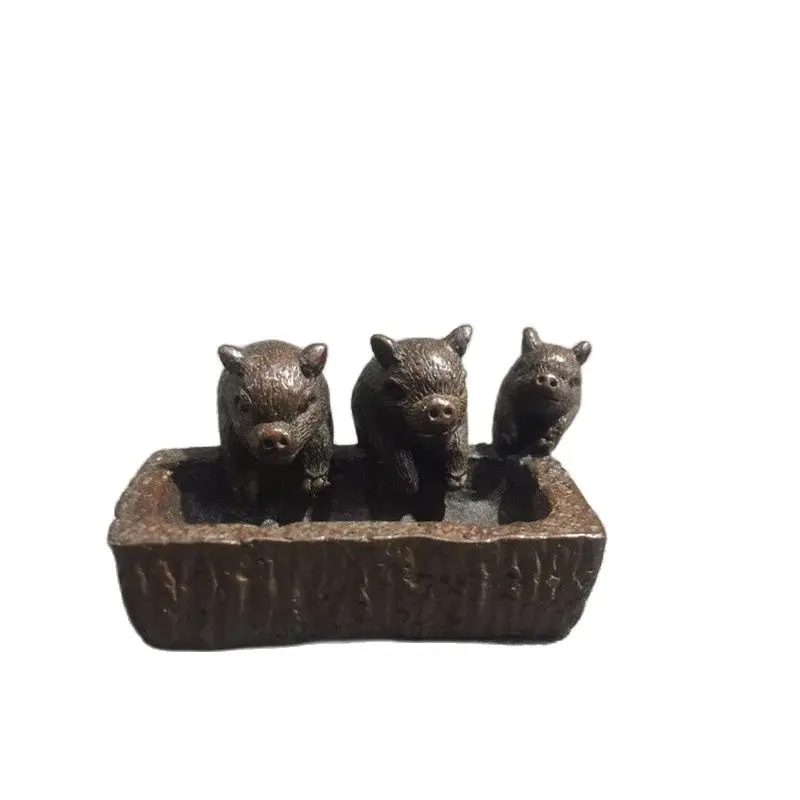 Red copper three piggy trough solid home decorative crafts 
Red copper three piggy trough solid home decorative crafts