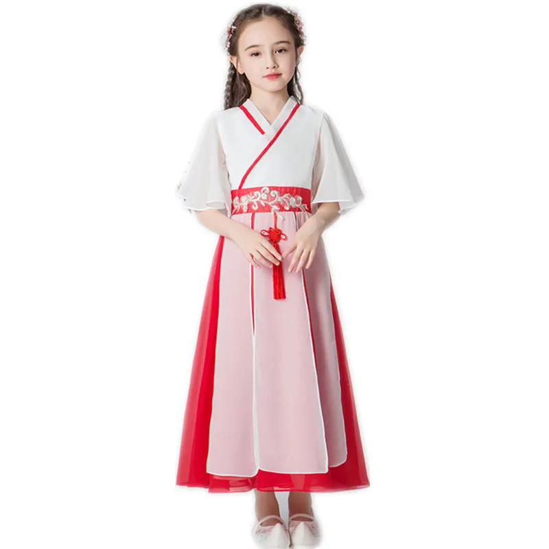 Костюм китайского народного танца для женщин и девушек Hanfu новое летнее платье