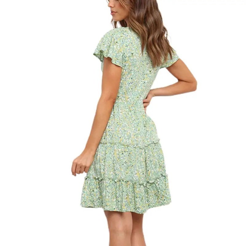 Woman Dress Ruffle Short Sleeve V-Neck Floral Print Women Clothing Short Sleeves Mini Dress Casual Summer Beach Dress Vestidos
Woman Dress Ruffle Short Sleeve V-Neck Floral Print Women Clothing Short Sleeves Mini Dress Casual Summer Beach Dress Vestidos
