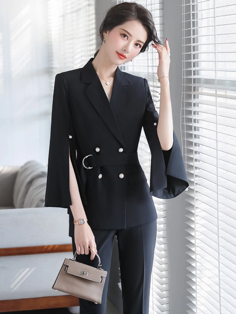 High Quality Blazer Sets 2020 Spring Summer Business Women Notched Collar Double Breasted Blazer Jackets+Ankle Length Pants Set
High Quality Blazer Sets 2020 Spring Summer Business Women Notched Collar Double Breasted Blazer Jackets+Ankle Length Pants Set