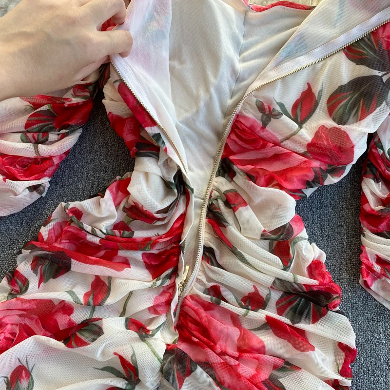 Bohemian Women Flower Printed Pleated Bodycon Dress Female Elegant High Waist Draped Vestidos Spring Autumn Lady Robe Fashion
Bohemian Women Flower Printed Pleated Bodycon Dress Female Elegant High Waist Draped Vestidos Spring Autumn Lady Robe Fashion