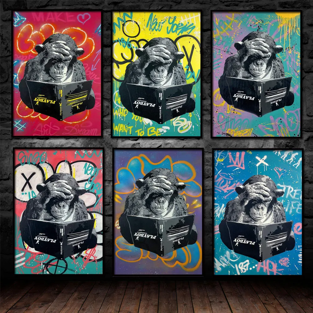 Graffiti Art Banksy Canvas Painting Thinking Monkey Wall Posters and Prints Office Living Room Corridor Home Decoration Mural
Graffiti Art Banksy Canvas Painting Thinking Monkey Wall Posters and Prints Office Living Room Corridor Home Decoration Mural