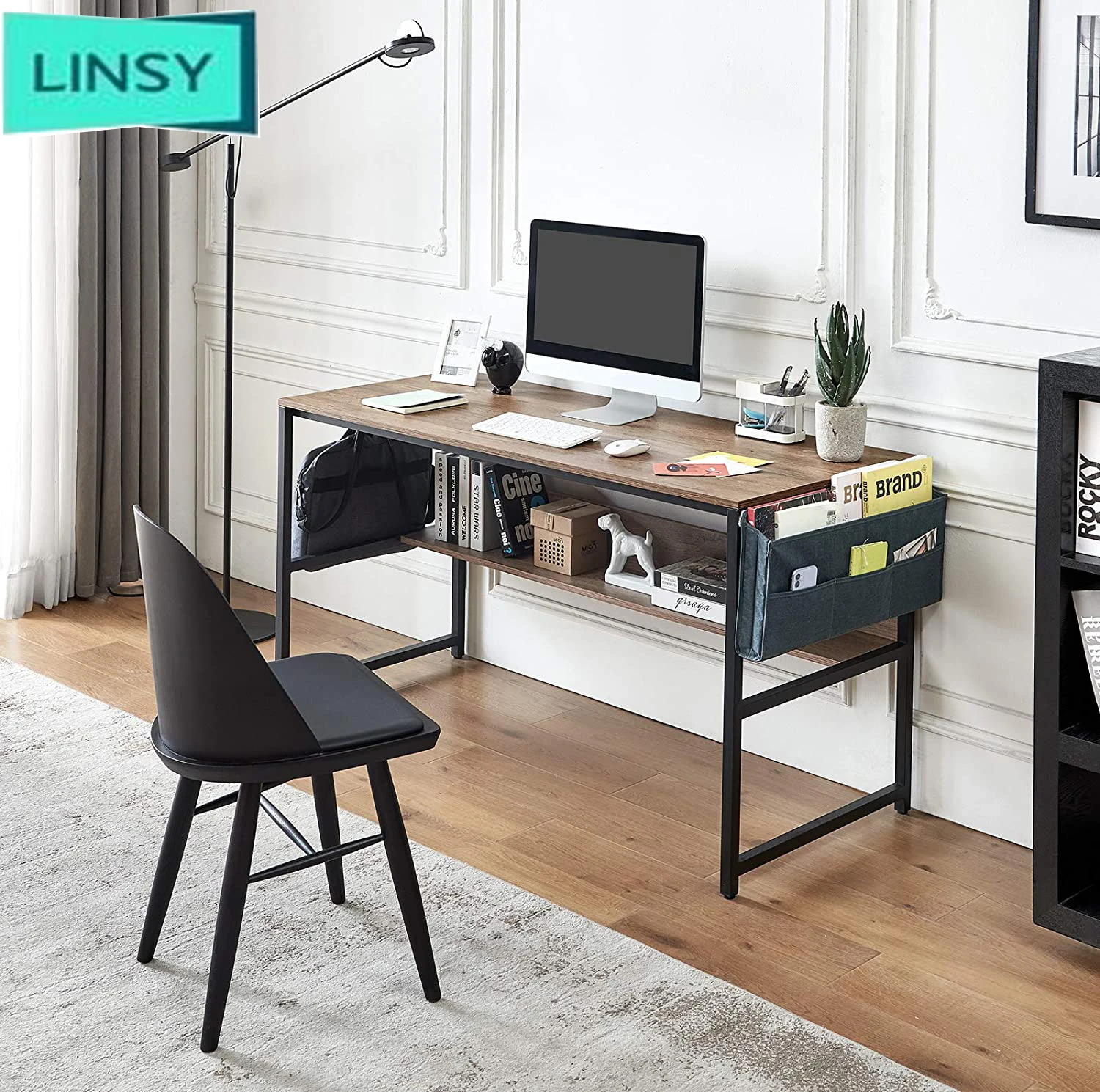 Linsy Home Computer Desk with Bookshelf and Storage Bag, 55 Inch Study Writing PC Laptop Table, Home Office Modern Wooden Desk
Linsy Home Computer Desk with Bookshelf and Storage Bag, 55 Inch Study Writing PC Laptop Table, Home Office Modern Wooden Desk