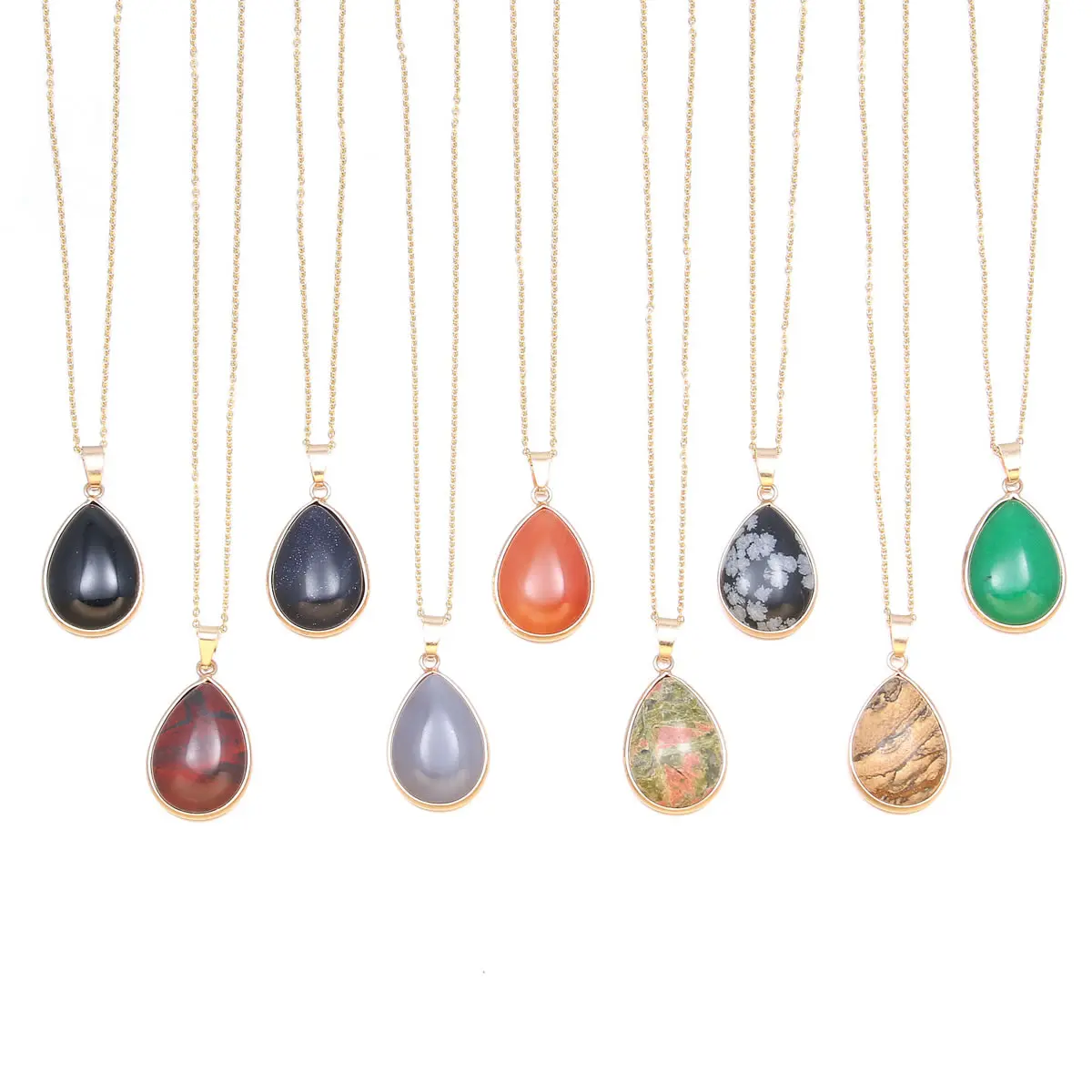 50cm Necklace Water Drop Shape Agates Opal Gold Sand Stone Pendant Natural Stone Pendant Necklace Women Jewelry Size 25x20mm
50cm Necklace Water Drop Shape Agates Opal Gold Sand Stone Pendant Natural Stone Pendant Necklace Women Jewelry Size 25x20mm