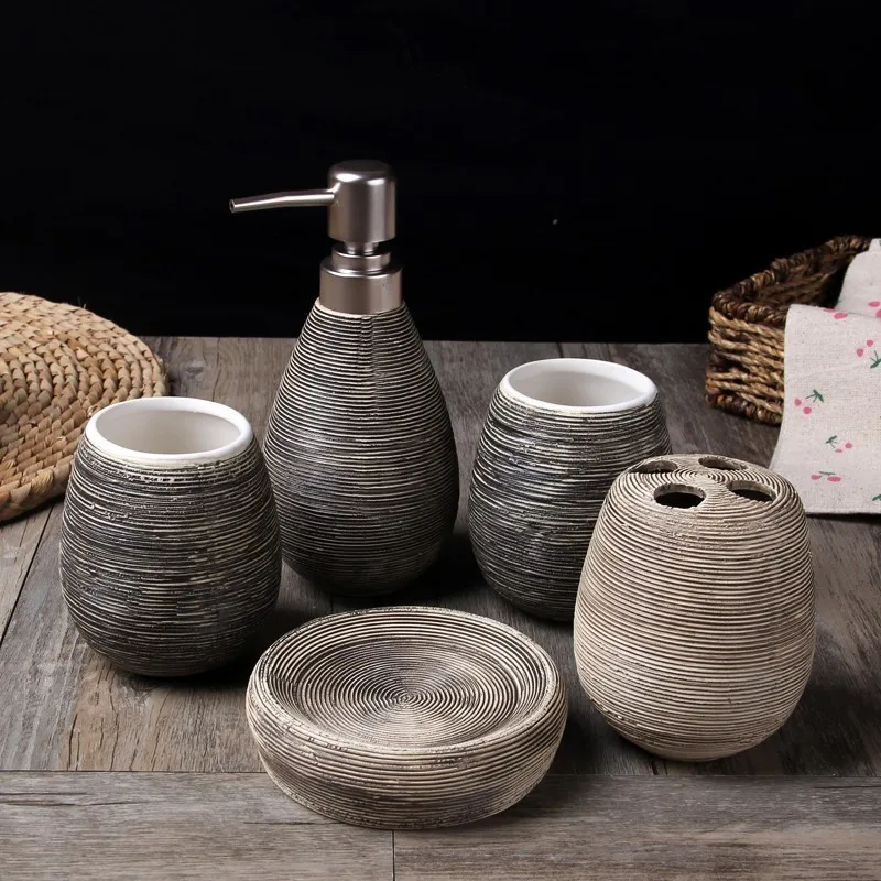 Bathroom Accessories Set Antique Hand-made Ceramic Toothbrush Cups Holders Liquid Soap Dispenser Soap Rack 5pcs
Bathroom Accessories Set Antique Hand-made Ceramic Toothbrush Cups Holders Liquid Soap Dispenser Soap Rack 5pcs