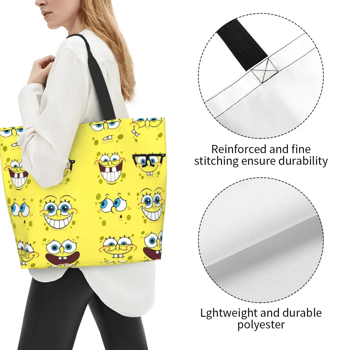 Холщовая Сумка Sponge5 Женская дешевая сумка милая аниме для покупок Ins - купить по