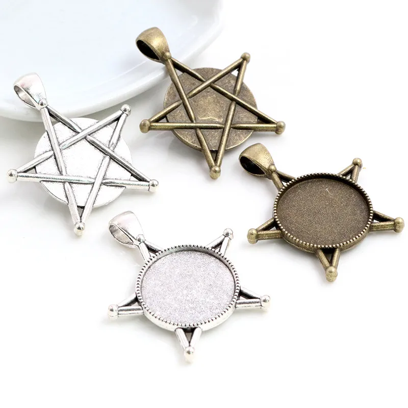 10pcs 20mm Inner Size Antique Silver Plated And Bronze Colors Five-Star Style Cabochon Base Setting Charms Pendant
10pcs 20mm Inner Size Antique Silver Plated And Bronze Colors Five-Star Style Cabochon Base Setting Charms Pendant