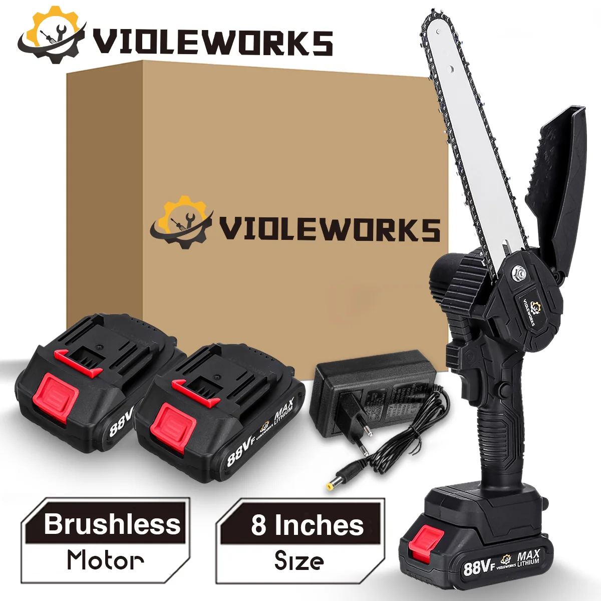Brushless 8 Inch 88VF Electric Chain Saw Mini Chainsaw Rechargeable Wood Cutter Pruning Garden Power Tool For Makita 18V Battery
Brushless 8 Inch 88VF Electric Chain Saw Mini Chainsaw Rechargeable Wood Cutter Pruning Garden Power Tool For Makita 18V Battery
