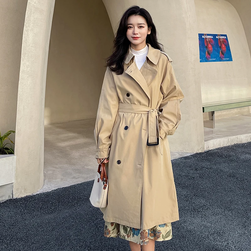 Fashion Trench Coat For Women 2021 Spring Temperament Double Breasted Long Windbreaker Autumn Female Lace-Up Over Knee Coat
Fashion Trench Coat For Women 2021 Spring Temperament Double Breasted Long Windbreaker Autumn Female Lace-Up Over Knee Coat