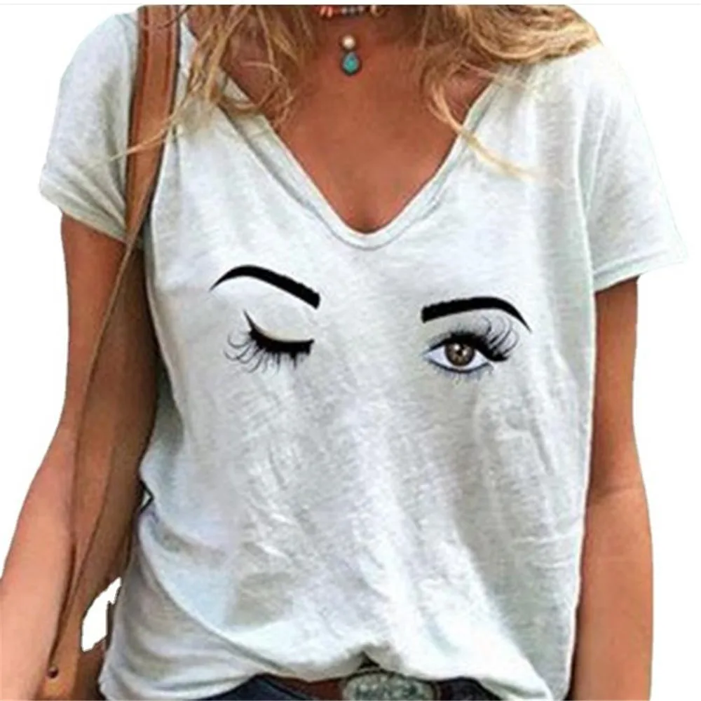 Summer Tshirts Women Pullover V Neck Eyes Printed Short Sleeve Tops Loose Casual Daily Plus Size Clothing
Summer Tshirts Women Pullover V Neck Eyes Printed Short Sleeve Tops Loose Casual Daily Plus Size Clothing