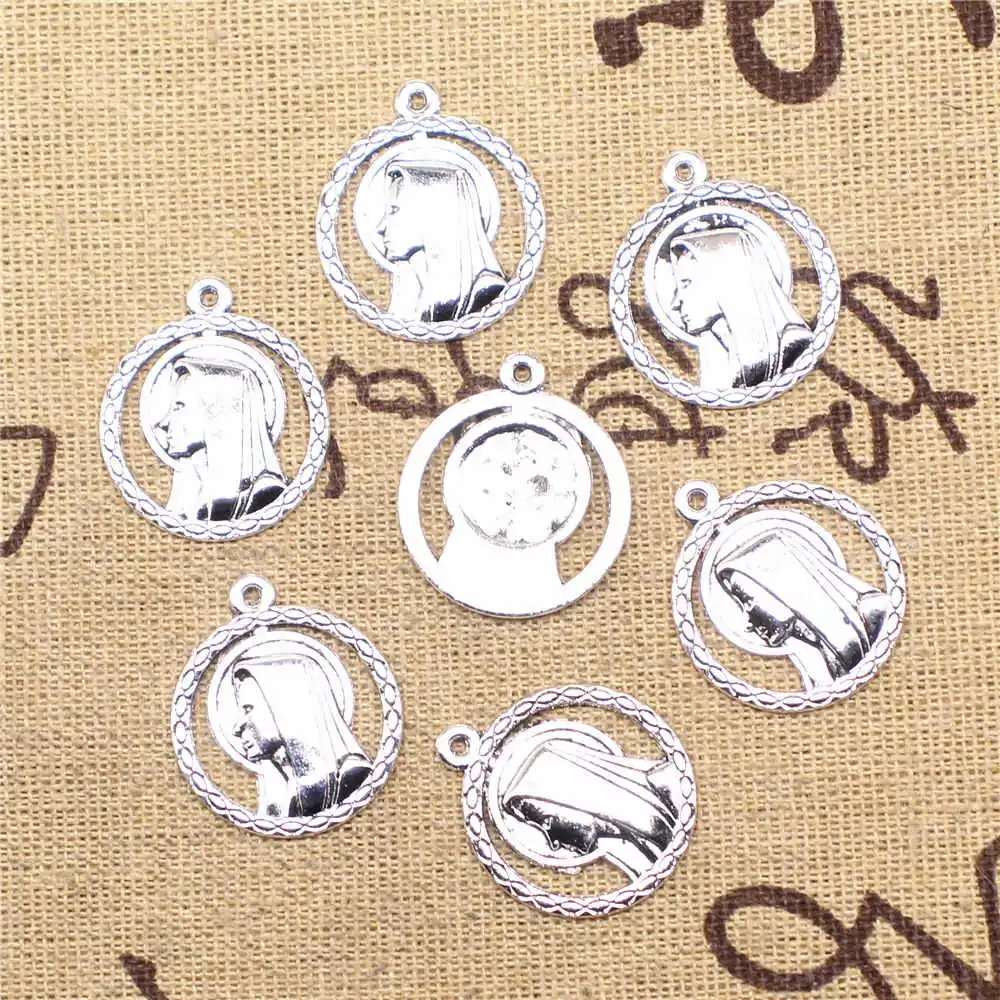 

Earrings Accessories Charms For Jewelry Making 21x24mm Jesus Charms Antique Silver Color 20pcs