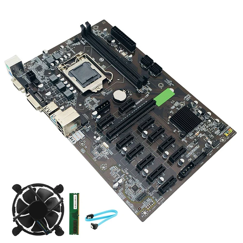 Материнская плата B250 BTC для майнинга PCIe X1 PCI-E X16 LGA 1151 с DDR4 8 Гб 2666 МГц ОЗУ + охлаждающий вентилятор + кабель SATA для майнинга
Материнская плата B250 BTC для майнинга PCIe X1 PCI-E X16 LGA 1151 с DDR4 8 Гб 2666 МГц ОЗУ + охлаждающий вентилятор + кабель SATA для майнинга