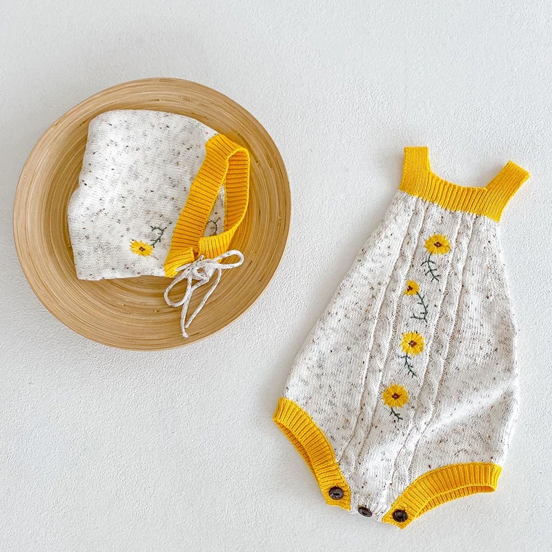 Infant Baby Girls Sleeveless Romper Sunflower Embroidered Spring Autumn Toddler Baby Girl Knitting Clothes 0-3Yrs 
Infant Baby Girls Sleeveless Romper Sunflower Embroidered Spring Autumn Toddler Baby Girl Knitting Clothes 0-3Yrs