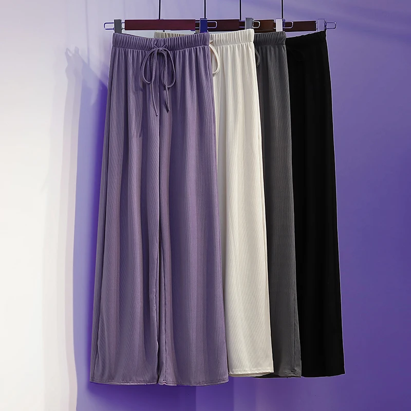Ice Silk Wide Leg Pants Large Size Women High Waist Draped Casual Sports Pants Female Elastic Trousers Women Loose Capris 17868
Ice Silk Wide Leg Pants Large Size Women High Waist Draped Casual Sports Pants Female Elastic Trousers Women Loose Capris 17868