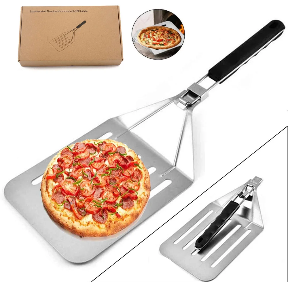 Stainless Steel Folding Pizza Peel Cake Spatula with Plastic Handle Pizza Paddle Shovel for Homemade Pizza, Pies,Cake and Bread
Stainless Steel Folding Pizza Peel Cake Spatula with Plastic Handle Pizza Paddle Shovel for Homemade Pizza, Pies,Cake and Bread