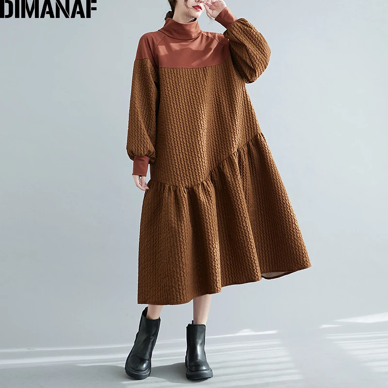 Женское винтажное платье с длинным рукавом DIMANAF, свободное жаккардовое платье черного цвета с воротником-хомутом, одежда для весны, 2022
Женское винтажное платье с длинным рукавом DIMANAF, свободное жаккардовое платье черного цвета с воротником-хомутом, одежда для весны, 2022