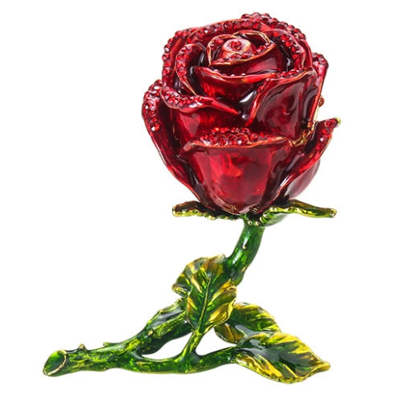 Creative Alloy Rose Flower Jewelry Storage Box Organizer Holder Decoration Faux Diamond Rings Earrings Case
Creative Alloy Rose Flower Jewelry Storage Box Organizer Holder Decoration Faux Diamond Rings Earrings Case