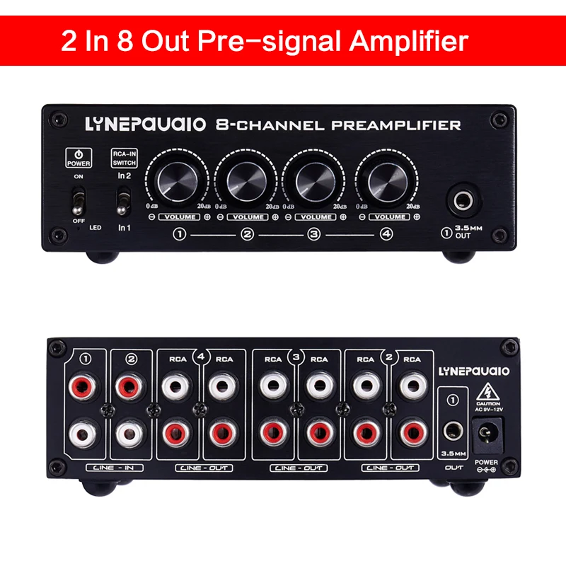 2 In 8 Out Pre-signal Amplifier Splitter Speaker/computer/power Amplifier/comparator Two-way Signal Switcher Sound Quality
2 In 8 Out Pre-signal Amplifier Splitter Speaker/computer/power Amplifier/comparator Two-way Signal Switcher Sound Quality