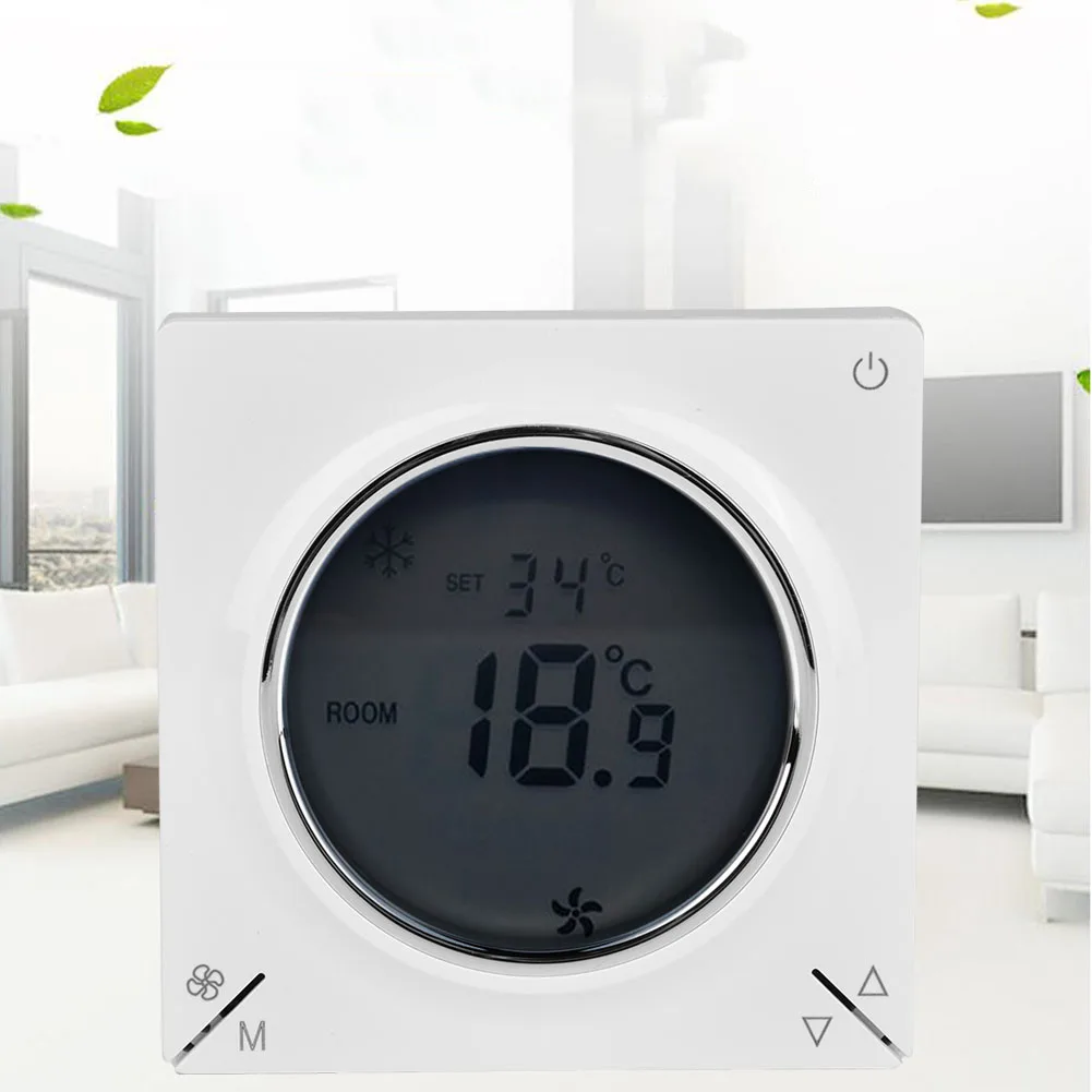 LCD Air Conditioning Fan Coil Central Thermostat Cooling Heating Room Temperature Controller
LCD Air Conditioning Fan Coil Central Thermostat Cooling Heating Room Temperature Controller
