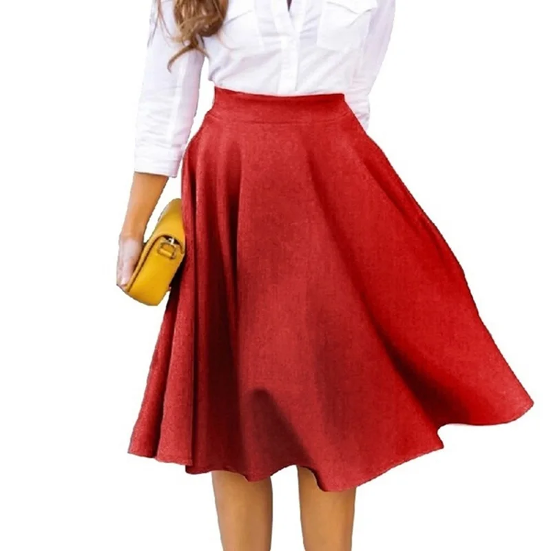 Women Elegant Empire Waist Pleated Skirts New Fashion Solid Knee-Length Skirts Faldas Mujer Moda
Women Elegant Empire Waist Pleated Skirts New Fashion Solid Knee-Length Skirts Faldas Mujer Moda