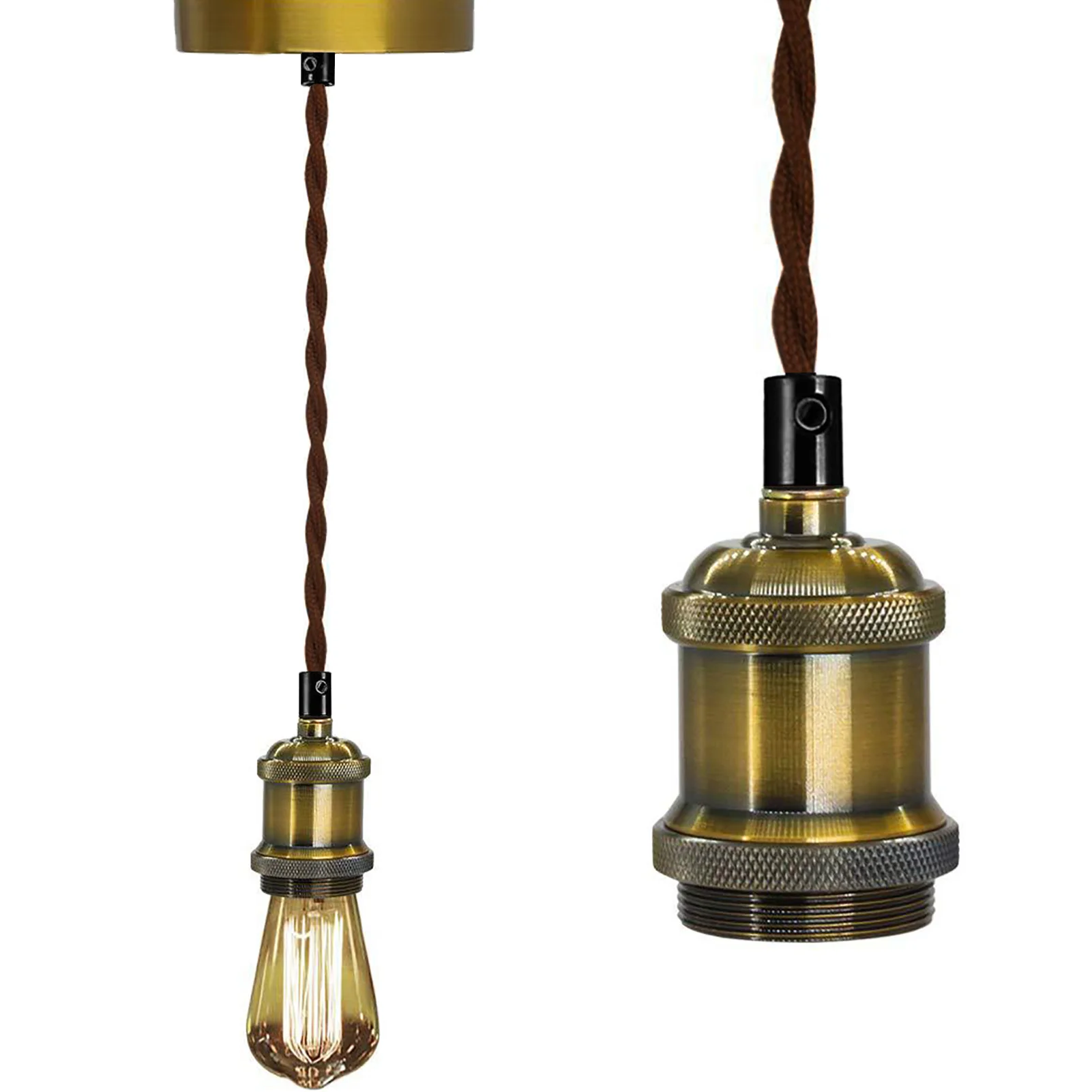 Vintage Ceiling Pendant Light Fitting, Modern Retro Industrial Style Hanging E27 Base Brass Lamp Holder 1.2 Meter Wire Cord
Vintage Ceiling Pendant Light Fitting, Modern Retro Industrial Style Hanging E27 Base Brass Lamp Holder 1.2 Meter Wire Cord