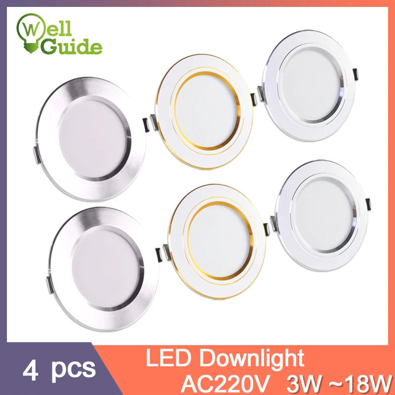 4pcs Downlight 3W 5W 9W 12W 15W 18W led downlight AC220V White Ultra gold Silver Thin Aluminum Round Recessed LED Spot Lighting
4pcs Downlight 3W 5W 9W 12W 15W 18W led downlight AC220V White Ultra gold Silver Thin Aluminum Round Recessed LED Spot Lighting
