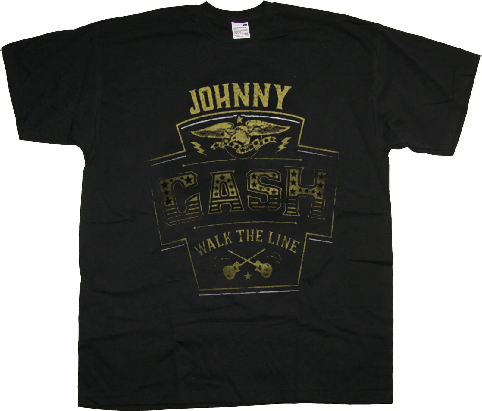 Жёлтая Мужская футболка Тройник с надписью Johnny Cash хлопковая унисекс модная