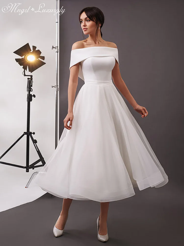 

Luxury Matte Soft Satin Wedding Dresses Boat Neck Tulle Sweetheart Bridal Gowns Back Lace Up Tailor-Made vestidos de novia