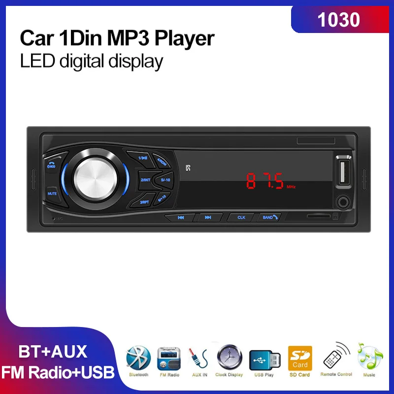 1030 Bluetooth-compatible Autoradio 12V Car Stereo Radio FM Aux-IN Input Receiver SD USB In-dash 1 din Car MP3 Multimedia Player
1030 Bluetooth-compatible Autoradio 12V Car Stereo Radio FM Aux-IN Input Receiver SD USB In-dash 1 din Car MP3 Multimedia Player
