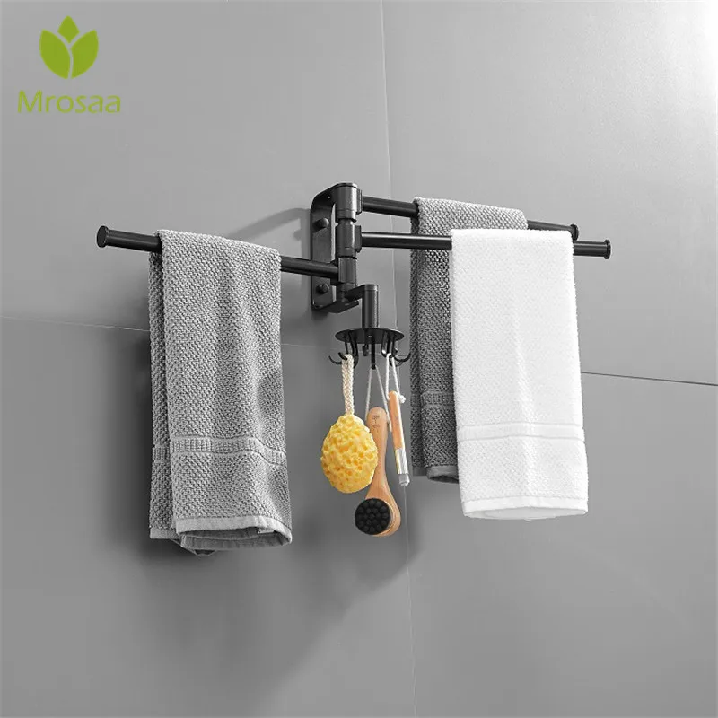 Towel Bars Rack 3 Rail Rotating Towel Holder Kitchen Spatula Hook Black Space Aluminum Wall Mounted Hanger Bathroom Accessories
Towel Bars Rack 3 Rail Rotating Towel Holder Kitchen Spatula Hook Black Space Aluminum Wall Mounted Hanger Bathroom Accessories