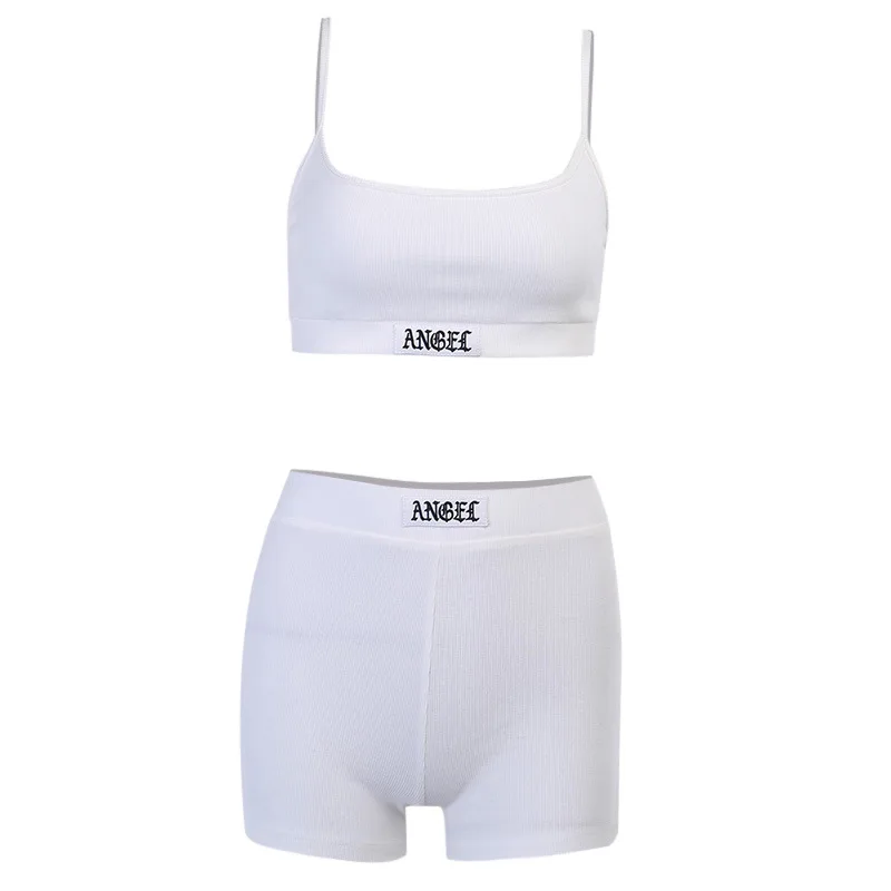 Summer Letter Label Thread String Suspender Short Sets Female Street Sportswear Solid Tank Top Skinny Matching Sets for Women 
Summer Letter Label Thread String Suspender Short Sets Female Street Sportswear Solid Tank Top Skinny Matching Sets for Women