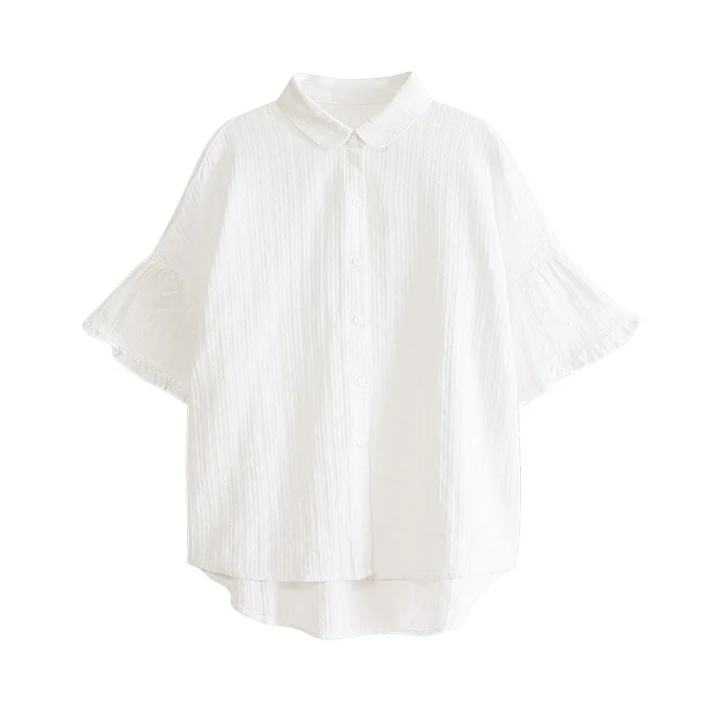 Women's Ruffle Top White Shirt 2021 Spring and Summer New Design Simple Feeling Sweet Style Short Sleeve Shirt Fashion
Women's Ruffle Top White Shirt 2021 Spring and Summer New Design Simple Feeling Sweet Style Short Sleeve Shirt Fashion