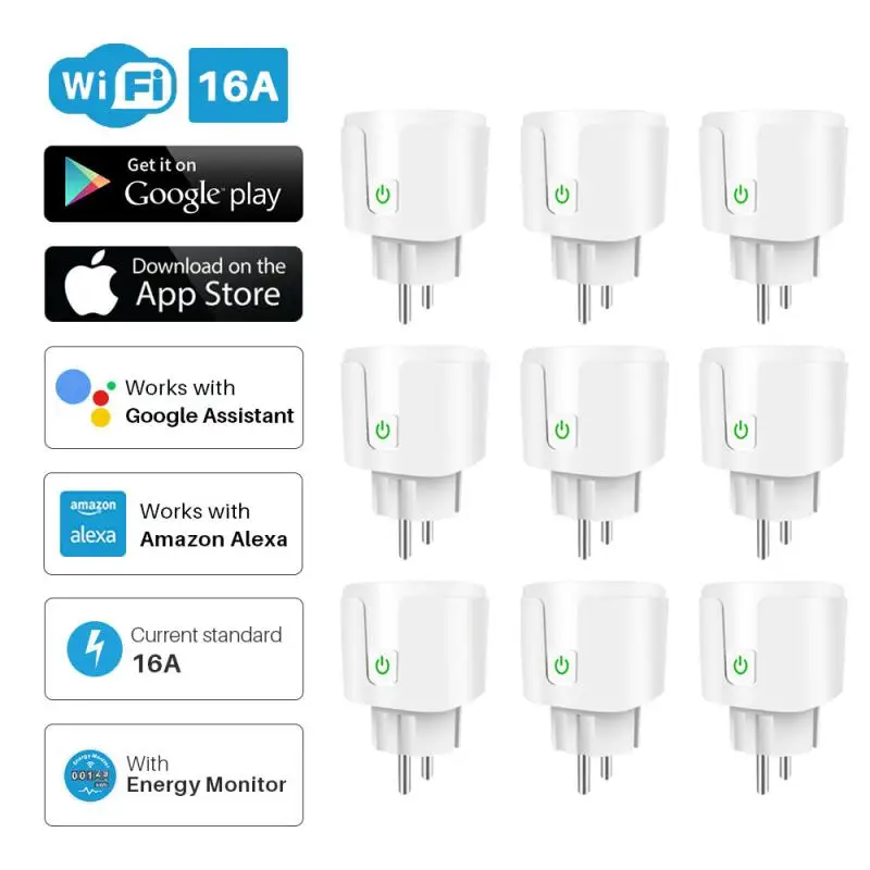 2021 WiFi Smart Plug EU 16A Adaptor Wireless Remote Voice Control Power Energy Monitor Outlet Timer Socket For Alexa Google Home
2021 WiFi Smart Plug EU 16A Adaptor Wireless Remote Voice Control Power Energy Monitor Outlet Timer Socket For Alexa Google Home