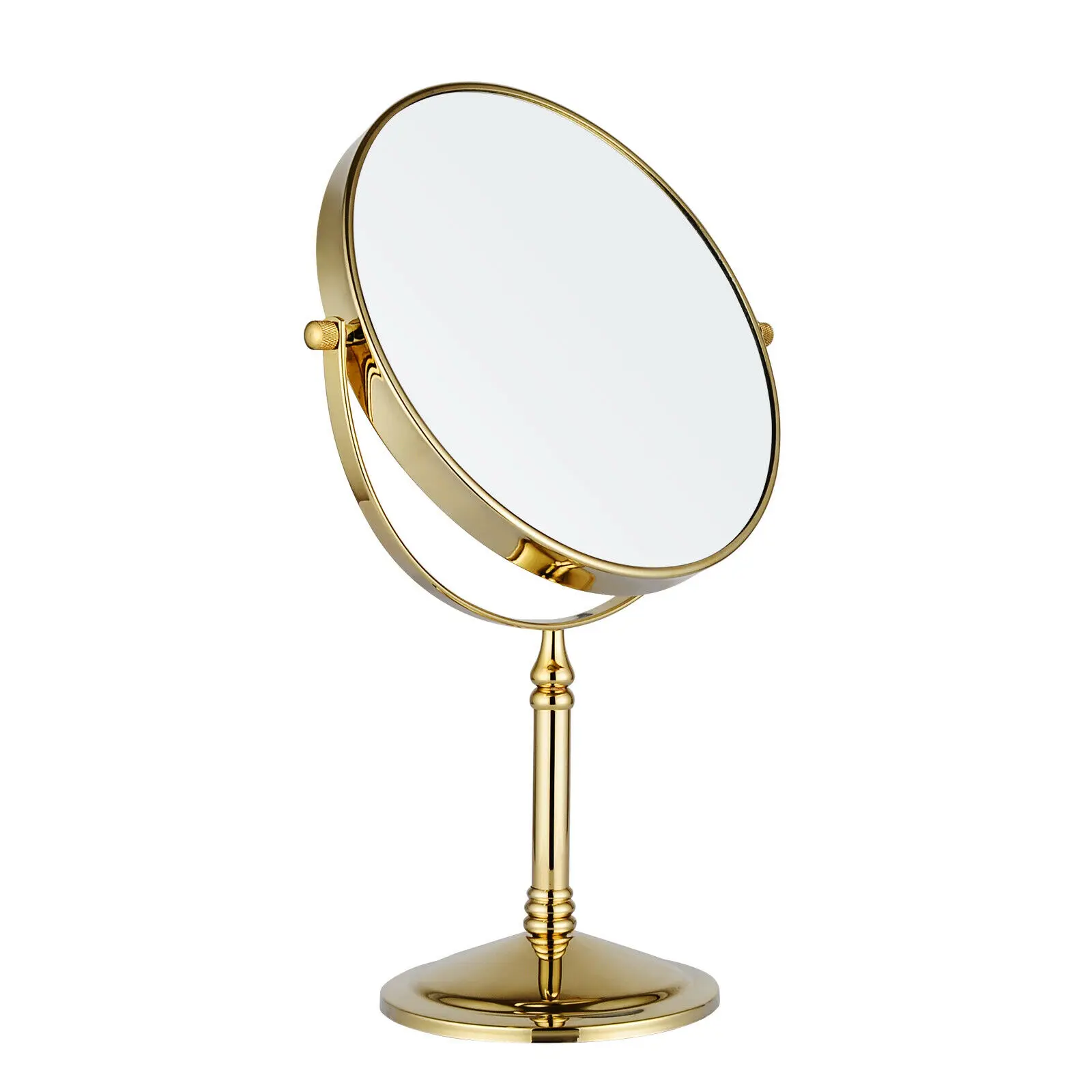 

GURUN 8'' Polished Gold 3X/5X/7X/10X Magnification Tabletop Double Sided Standing Vanity Makeup Mirrors Solid Brass 360 Rotating