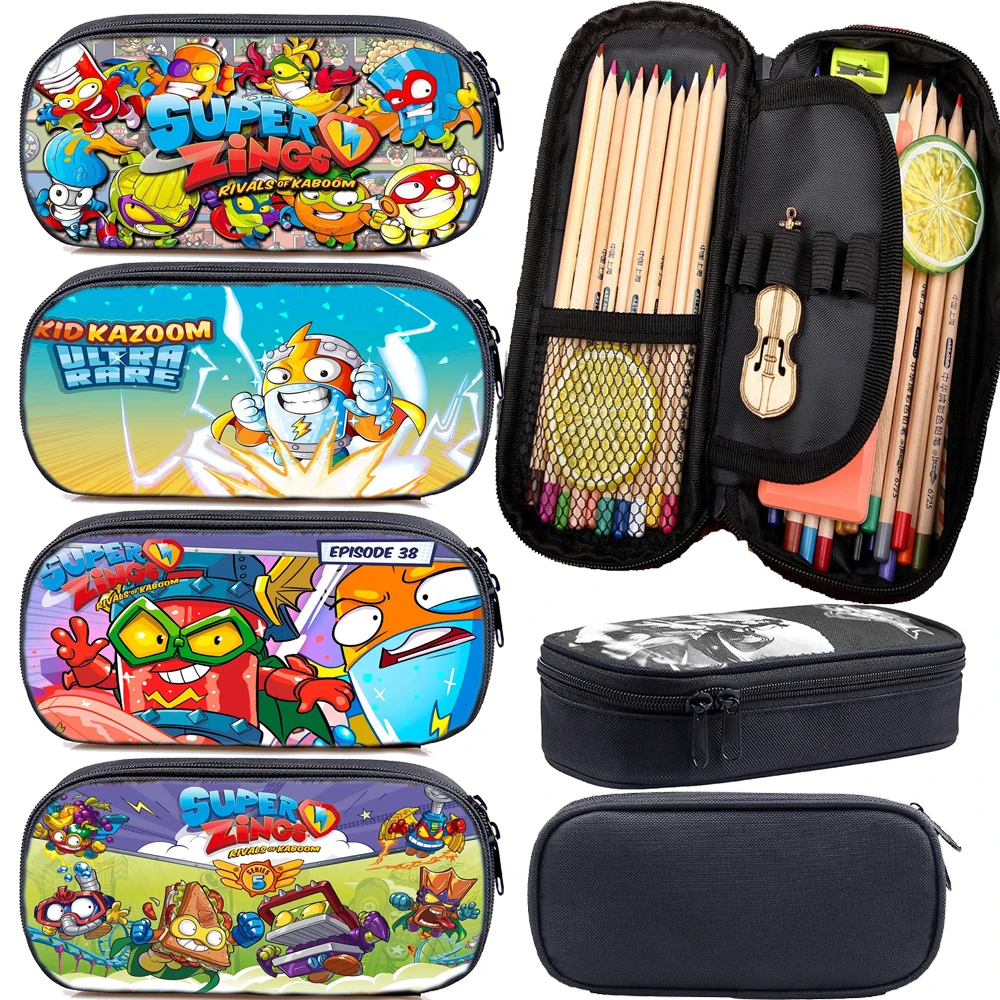 

2020 Students Super Zings Print Pencil Case Teens Stationery Bag Boys Girls Pencil Holder Kids Superzings Pen Bag Child Gift