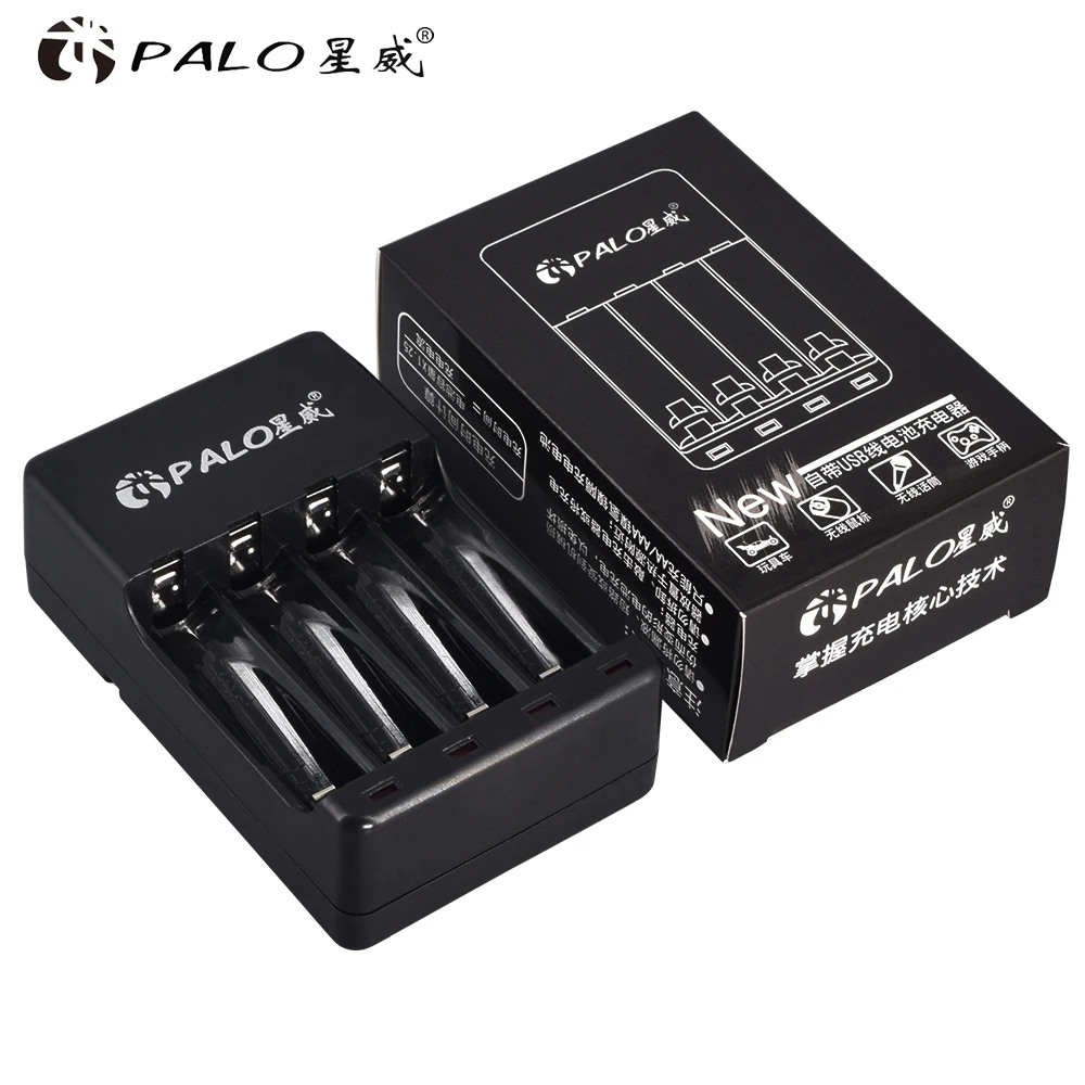 Зарядное устройство PALO для аккумуляторных батарей 1 2 В 4 слота USB Ni-MH Ni-Cd AA AAA |