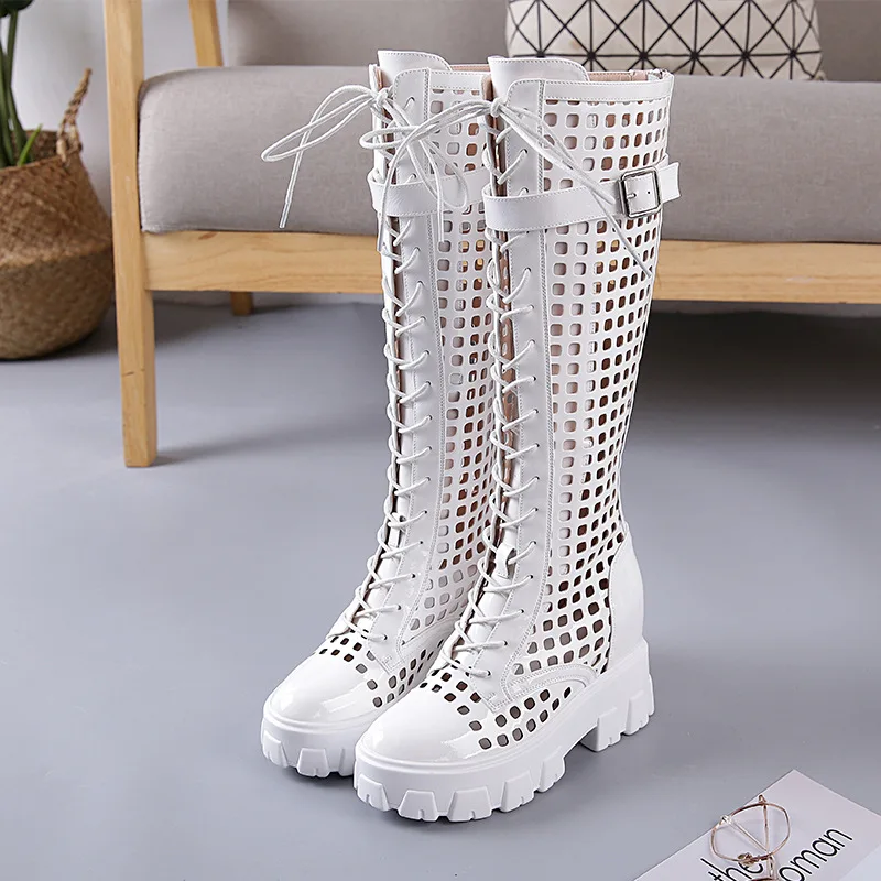 Thick soled boots for women's hollow out new versatile high boots for women in spring and summer of 2020
Thick soled boots for women's hollow out new versatile high boots for women in spring and summer of 2020