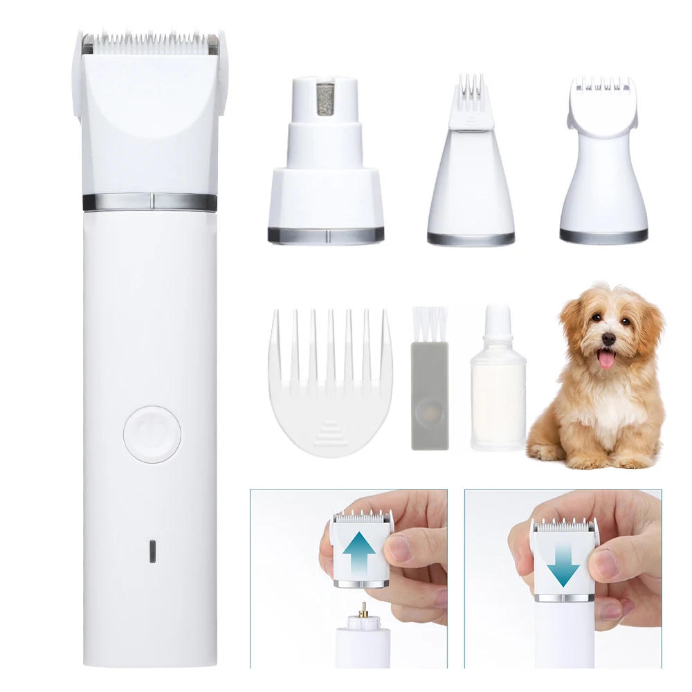 

Dog Clipper Dog Hair Clippers Grooming Rechargeable Haircut Trimmer Shaver Set 4in1 Pets Clippers Foot Nail Cutter For Cats Dogs