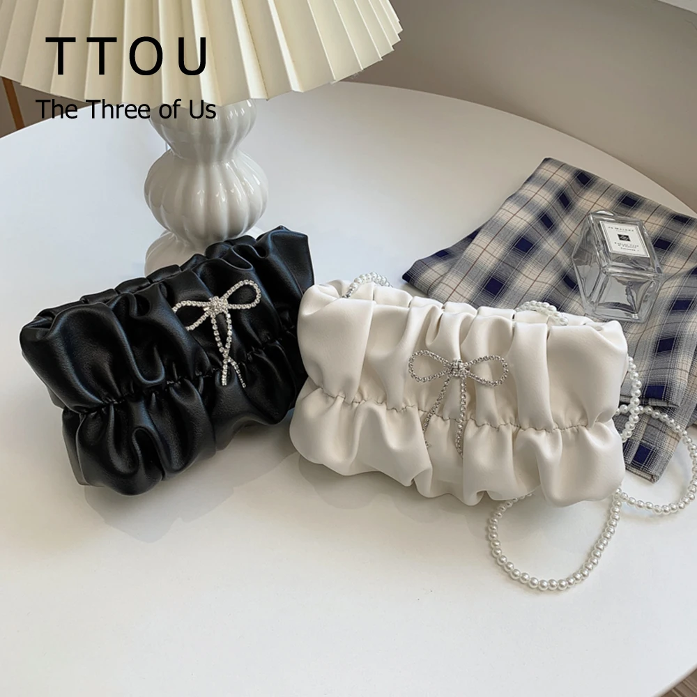 Fashion Pleated Small Women Crossbody Bag High Quality Pu Leather Designer Handbag Diamond Bow Pearl Chain Shoulder Bags
Fashion Pleated Small Women Crossbody Bag High Quality Pu Leather Designer Handbag Diamond Bow Pearl Chain Shoulder Bags