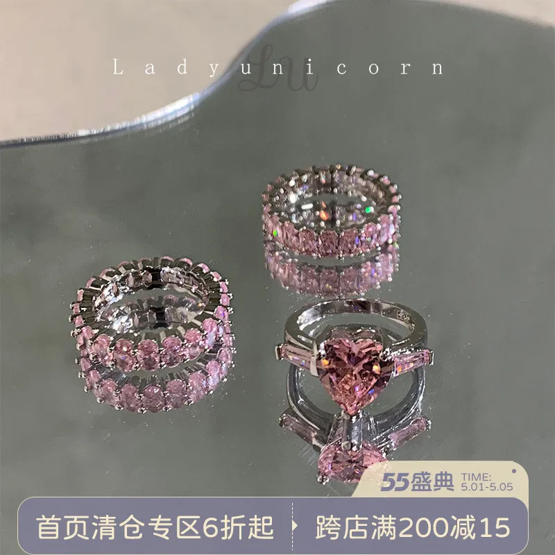 Ladyunicorn Song Song Same Style Pink Love Heart-Shaped Ring Full Rhinestone Zircon Sweet Lady Princess Open Ring
Ladyunicorn Song Song Same Style Pink Love Heart-Shaped Ring Full Rhinestone Zircon Sweet Lady Princess Open Ring