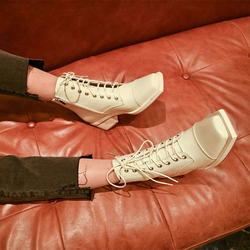 MORAZORA Genuine leather boots thick heels square toe fashion lace up ladies shoes autumn winter solid color ankle boots
MORAZORA Genuine leather boots thick heels square toe fashion lace up ladies shoes autumn winter solid color ankle boots