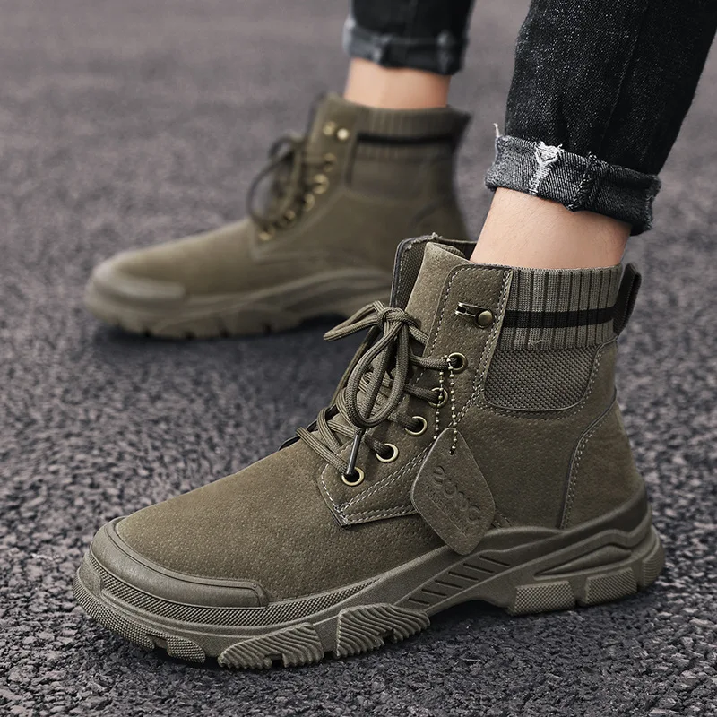 Ботильоны мужские на шнуровке, повседневная обувь в британском стиле, из фетра, водонепроницаемые рабочие ботинки с высоким берцем, осень
Ботильоны мужские на шнуровке, повседневная обувь в британском стиле, из фетра, водонепроницаемые рабочие ботинки с высоким берцем, осень