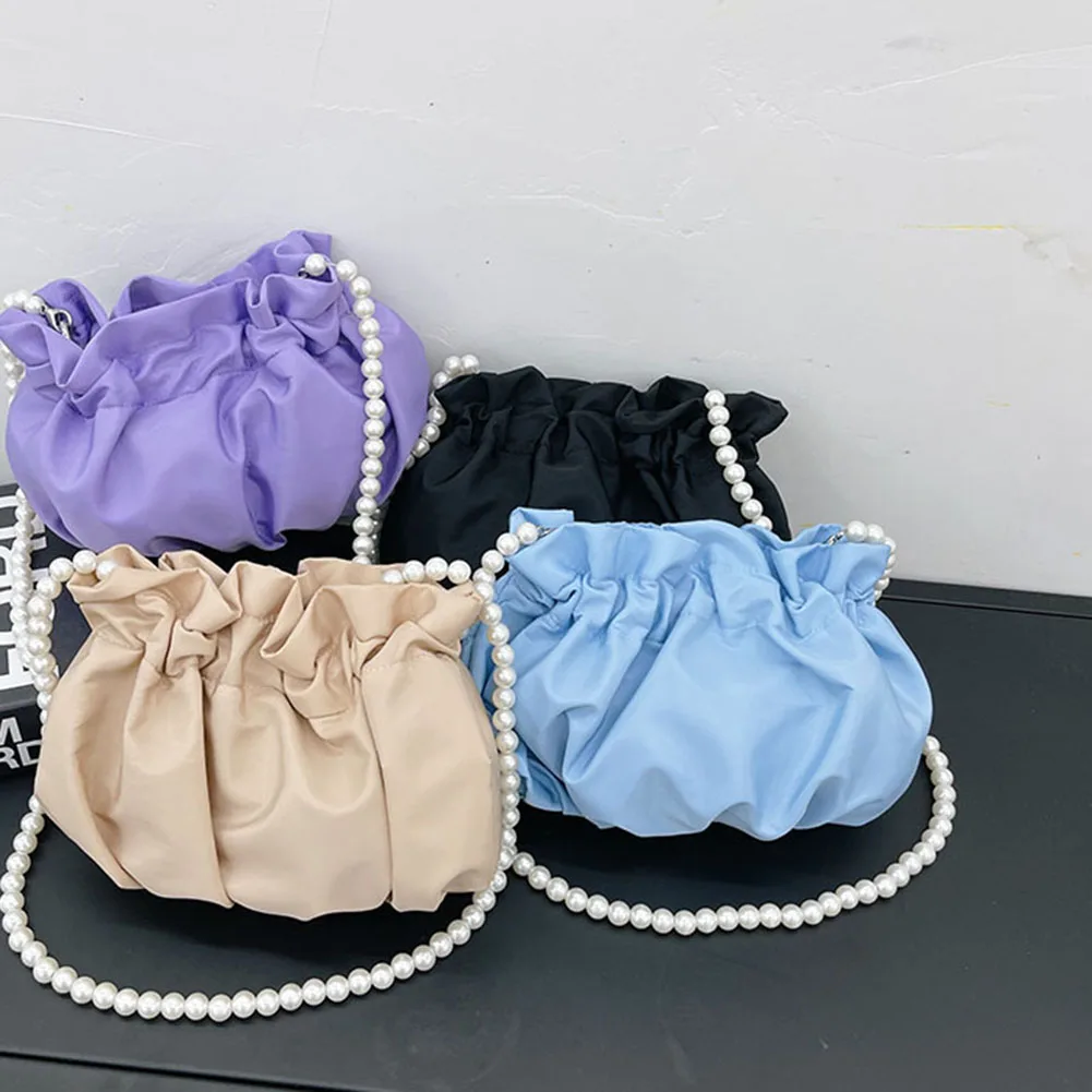 Fashion Women Pure Color Pleated Pearl Chain Shoulder Crossbody Messenger Bag Casual Ladies Drawstring Small Handbags Purse
Fashion Women Pure Color Pleated Pearl Chain Shoulder Crossbody Messenger Bag Casual Ladies Drawstring Small Handbags Purse