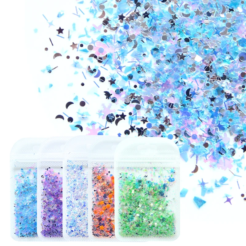 Holographic Star Moon Various Shapes Nail Art Glitter Flakes 3D Colorful Sequins Round Paillette Polish Manicure Nail Decoration
Holographic Star Moon Various Shapes Nail Art Glitter Flakes 3D Colorful Sequins Round Paillette Polish Manicure Nail Decoration