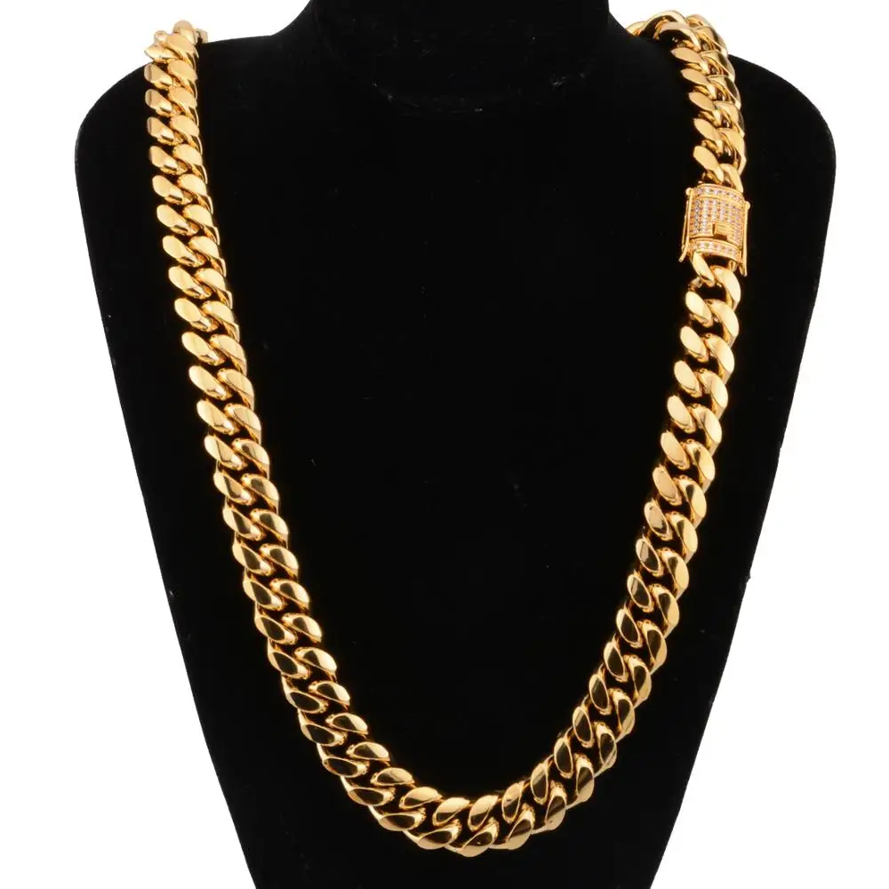 18mm Cool Men Gold Color 316L Stainless Steel Curb Cuban Necklace Jewelry Solid Metal Hip Hop Necklace
18mm Cool Men Gold Color 316L Stainless Steel Curb Cuban Necklace Jewelry Solid Metal Hip Hop Necklace
