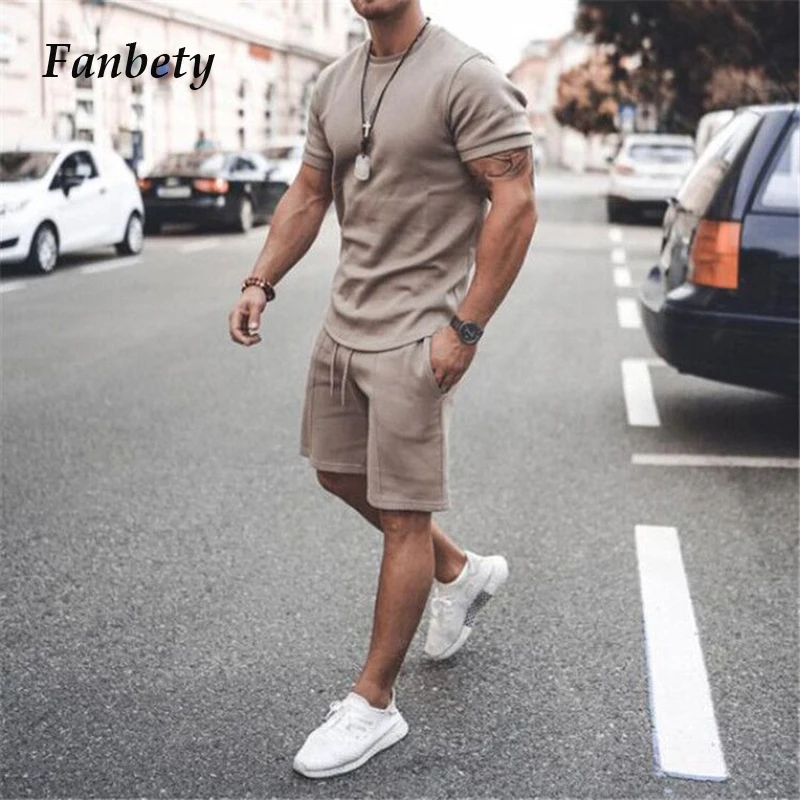 2021 New 2 Piece Set Men's Casual Fitness Jogging Summer O Neck Short Sleeve T-Shirt Tops Pants Fashion Solid Tracksuit Clothing
2021 New 2 Piece Set Men's Casual Fitness Jogging Summer O Neck Short Sleeve T-Shirt Tops Pants Fashion Solid Tracksuit Clothing