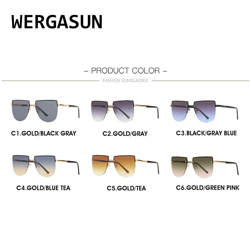 WERGASUN Rimless Cat Eye Sunglasses Luxury Brand Design Women Metal Sun glasses Fashion Lady Shades UV400
WERGASUN Rimless Cat Eye Sunglasses Luxury Brand Design Women Metal Sun glasses Fashion Lady Shades UV400