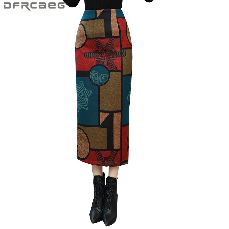 High Waist Vintage Geometric Print Women's Long Skirt 2020 Sexy Split Woolen Pencil Skirts Winter Warm Saias Longas Female
High Waist Vintage Geometric Print Women's Long Skirt 2020 Sexy Split Woolen Pencil Skirts Winter Warm Saias Longas Female